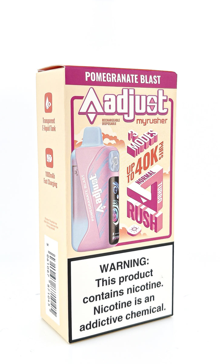 ADJUST MYRUSHER DISPOSABLE / POMEGRANATE BLAST / 50MG / 20ML / 40K PUFFS