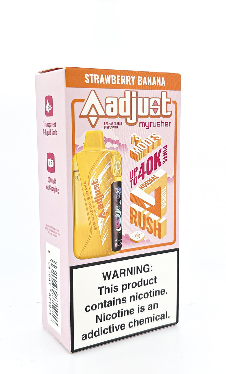ADJUST MYRUSHER DISPOSABLE / STRAWBERRY BANANA / 50MG / 20ML / 40K PUFFS