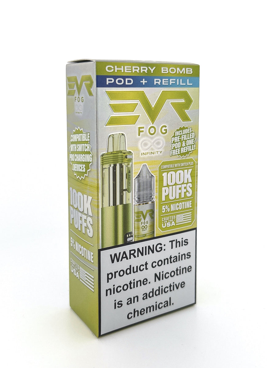 EVR FOG INFINITY DISPOSABLE POD / CHERRY BOMB / 50MG / 30ML / 100K PUFFS