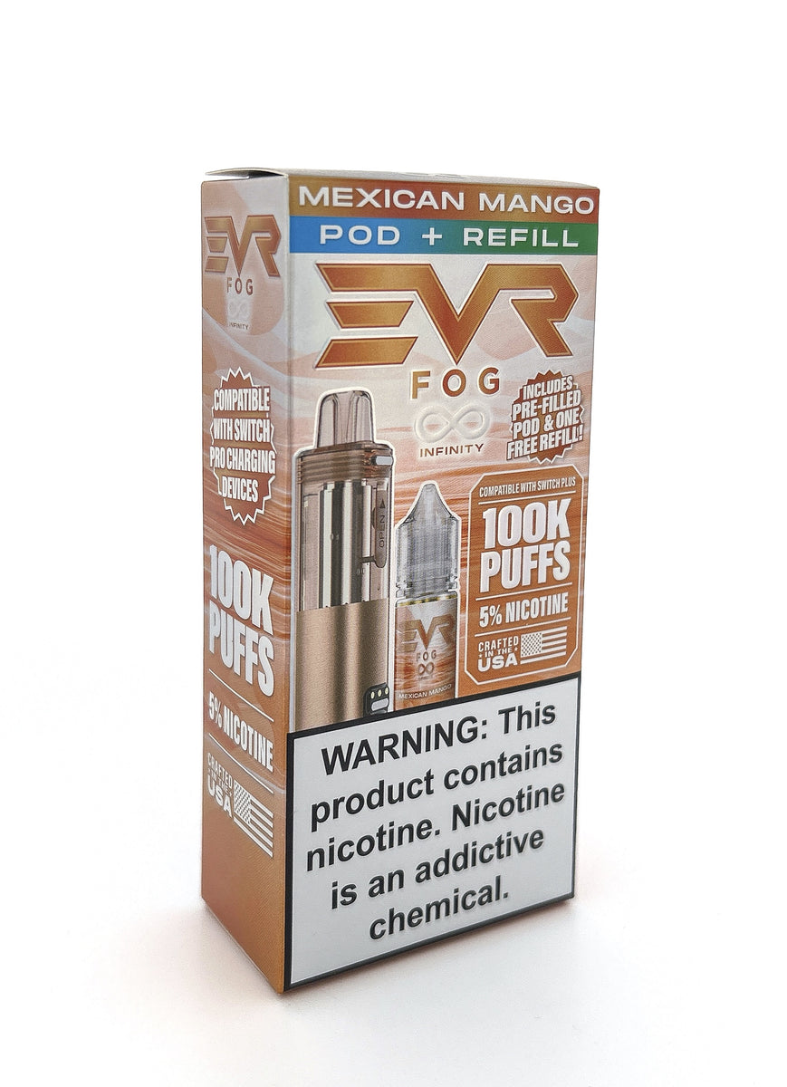 EVR FOG INFINITY DISPOSABLE POD / MEXICAN MANGO / 50MG / 30ML / 100K PUFFS