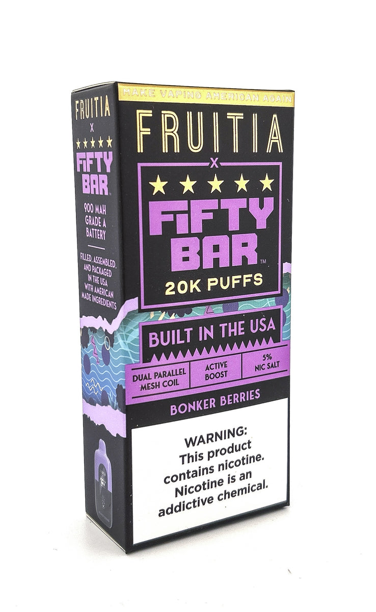 FRUITIA X FIFTY BAR DISPOSABLE / BONKER BERRIES / 50MG / 16ML / 20K PUFFS