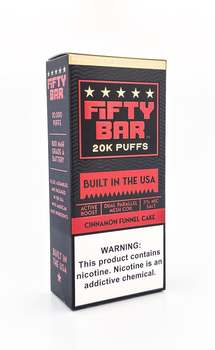FIFTY BAR V2 DISPOSABLE / CINNAMON FUNNEL CAKE / 50MG / 16ML / 20K PUFFS