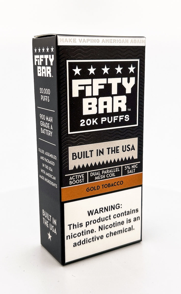 FIFTY BAR V2 DISPOSABLE / GOLD TOBACCO / 50MG / 16ML / 20K PUFFS