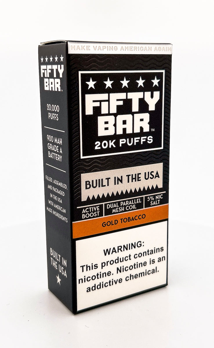 FIFTY BAR V2 DISPOSABLE / GOLD TOBACCO / 50MG / 16ML / 20K PUFFS