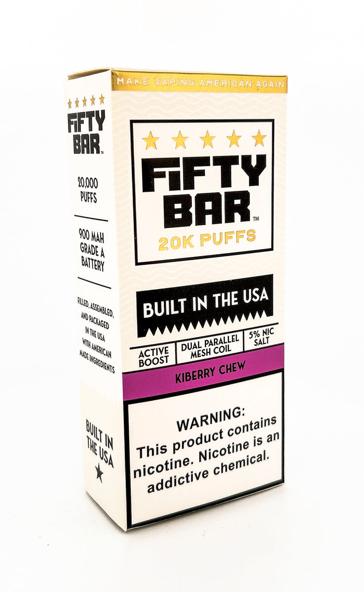 FIFTY BAR V2 DISPOSABLE / KIBERRY CHEW / 50MG / 16ML / 20K PUFFS