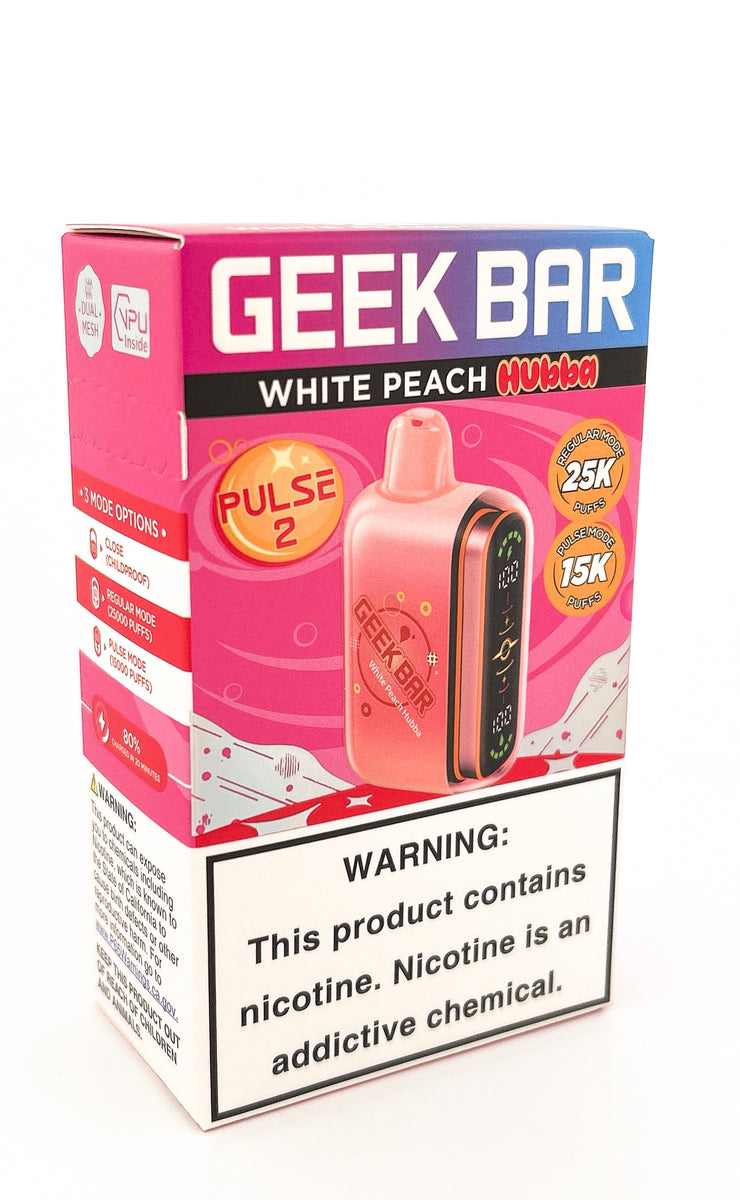 GEEK BAR PULSE 2 DISPOSABLE / WHITE PEACH HUBBA / 50MG / 16ML / 15K PUFFS