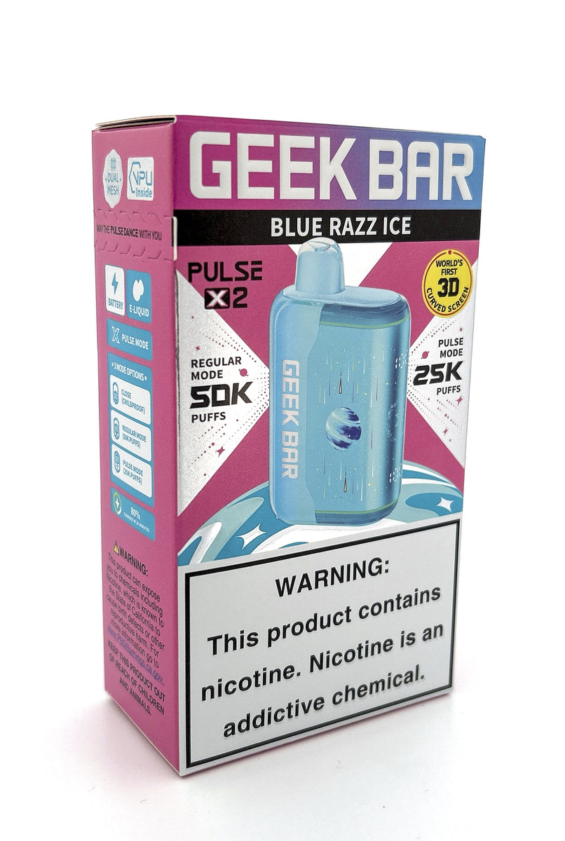 GEEK BAR PULSE X 2 DISPOSABLE / BLUE RAZZ ICE / 50MG / 18ML / 50K PUFFS