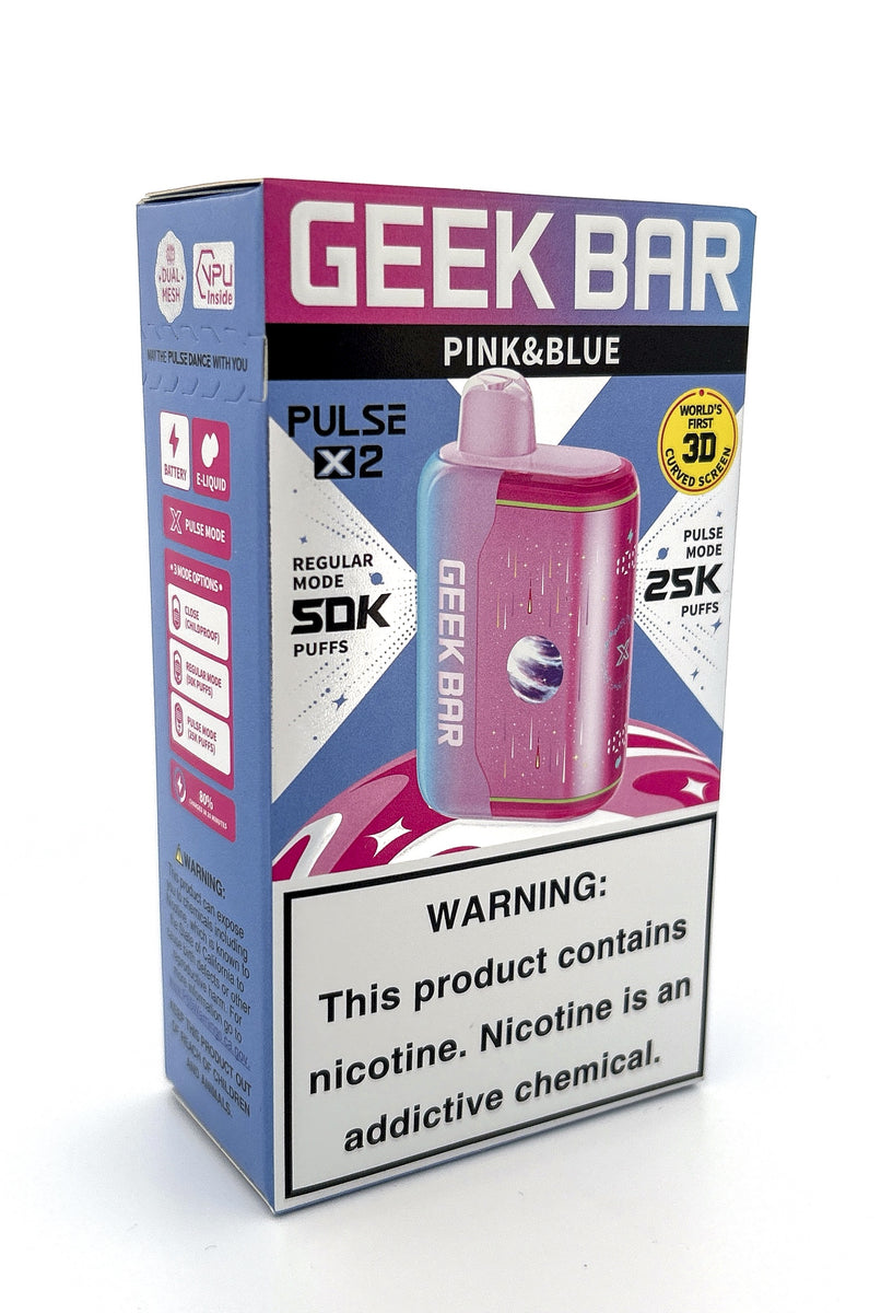 GEEK BAR PULSE X 2 DISPOSABLE / PINK AND BLUE / 50MG / 18ML / 50K PUFFS