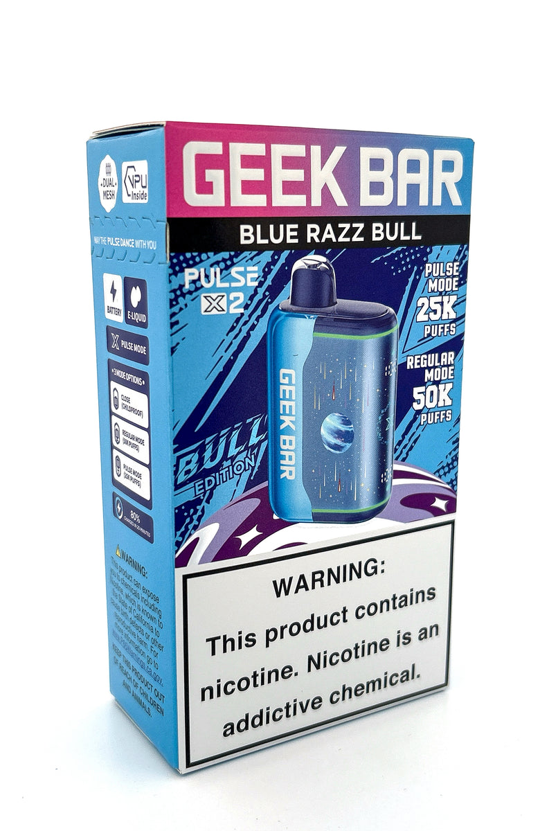 GEEK BAR PULSE X 2 DISPOSABLE / BLUE RAZ BULL / 50MG / 18ML / 50K PUFFS