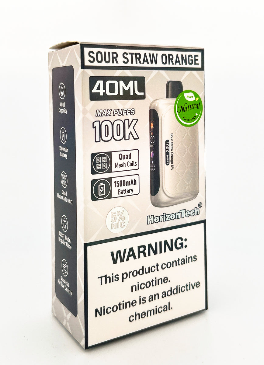 HORIZONTECH 100K DISPOSABLE / SOUR STRAW ORANGE / 50MG / 40ML / 100K PUFFS
