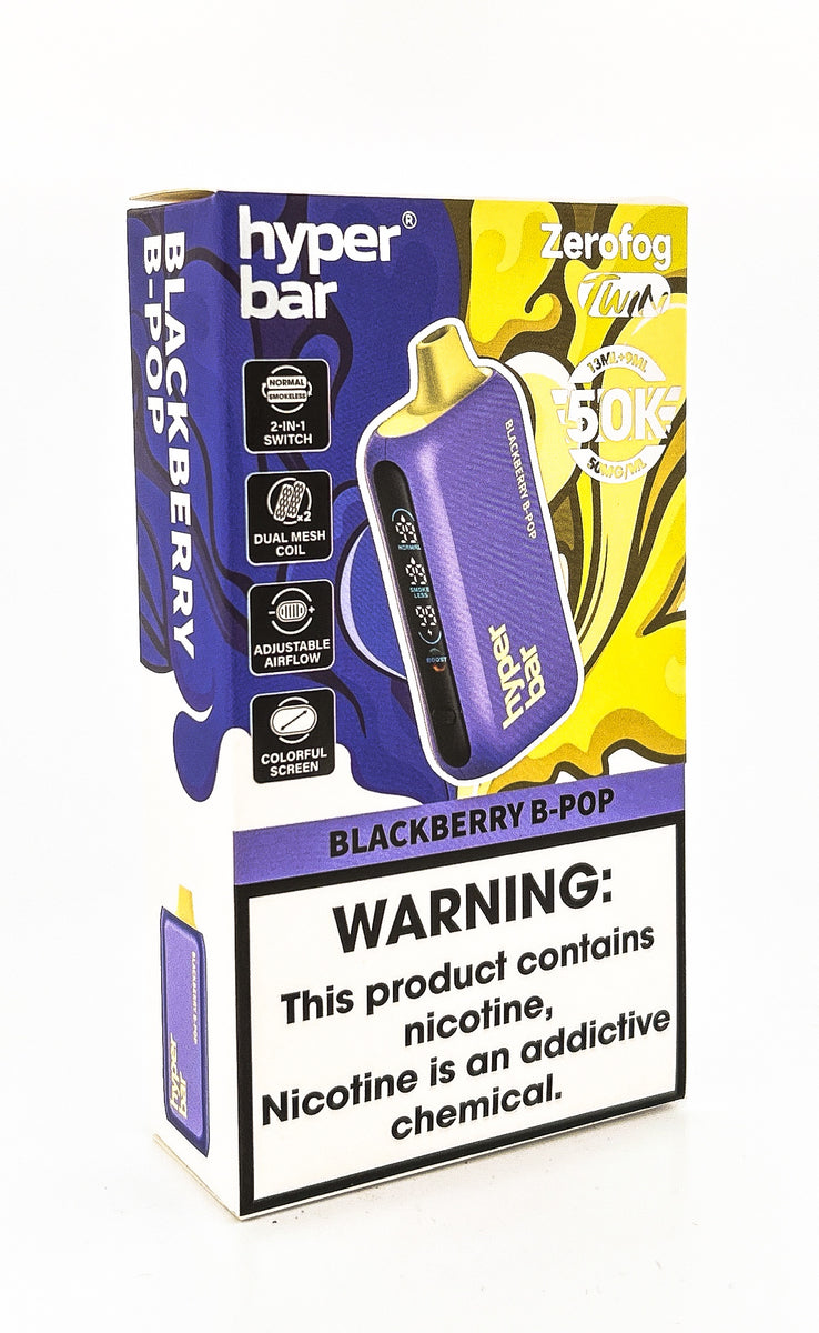 HYPERBAR ZERO FOG DISPOSABLE / BLACKBERRY B-POP / 50MG / 22ML / 50K PUFFS