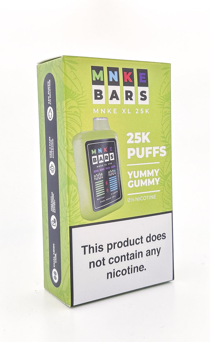MNKE BARS XL ZERO DISPOSABLE / YUMMY GUMMY / 0MG / 9ML / 25K PUFFS
