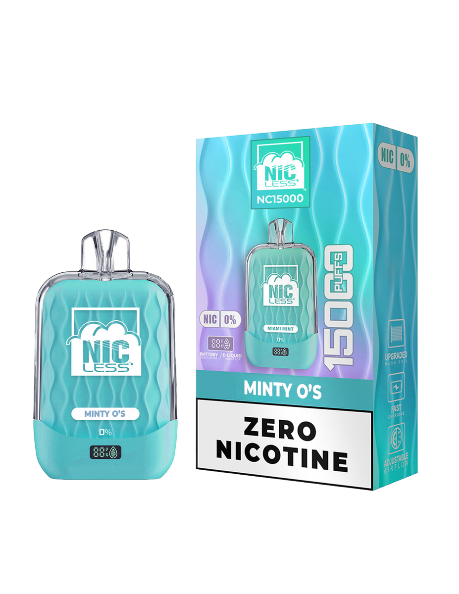 NIC LESS NC15000 DISPOSABLE / MINTY O'S / 00MG / 18ML / 15K PUFF