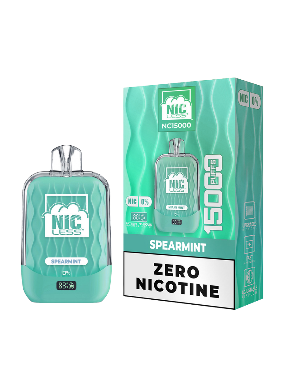NIC LESS NC15000 DISPOSABLE / SPEARMINT / 00MG / 18ML / 15K PUFF
