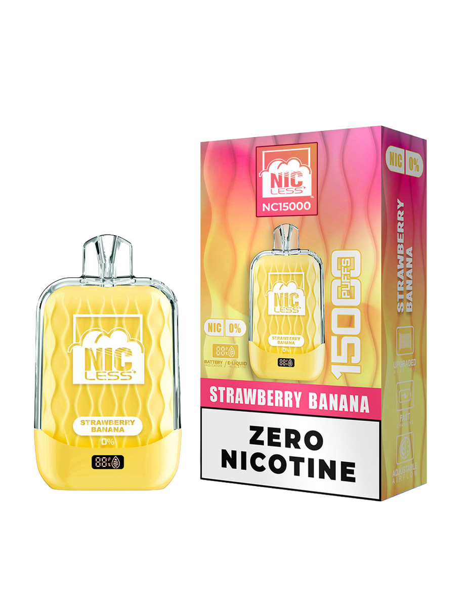 NIC LESS NC15000 DISPOSABLE / STRAWBERRY BANANA / 00MG / 18ML / 15K PUFF