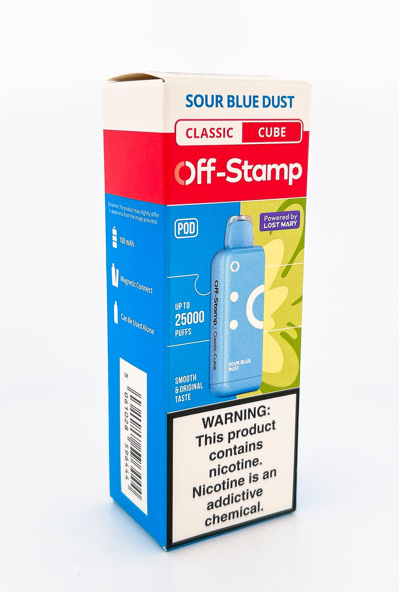 OFF STAMP X CUBE POD DISPOSABLE / SOUR BLUE DUST / 50MG / 18ML / 25K PUFFS
