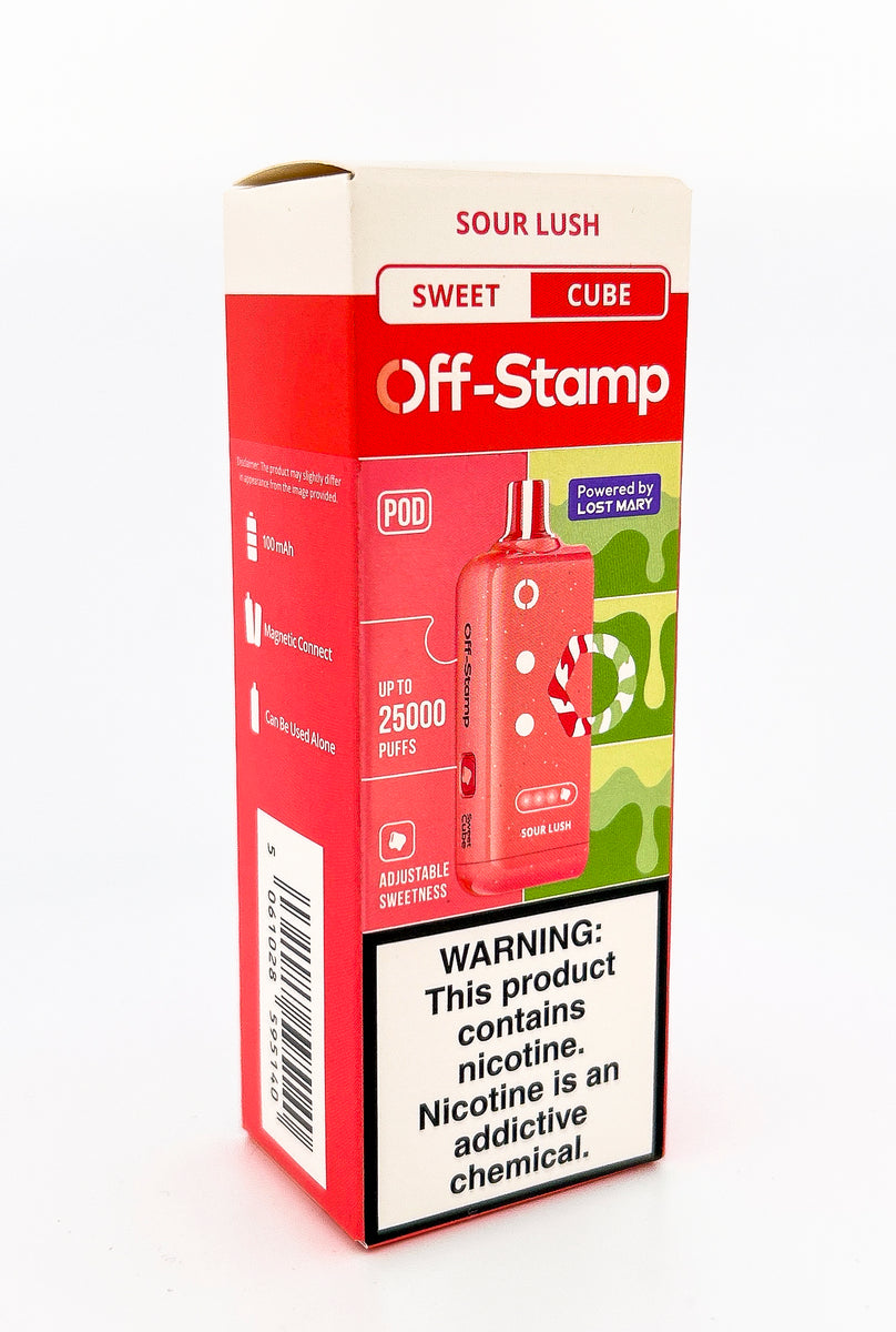 OFF STAMP X CUBE POD DISPOSABLE / SOUR LUSH / 50MG / 18ML / 25K PUFFS