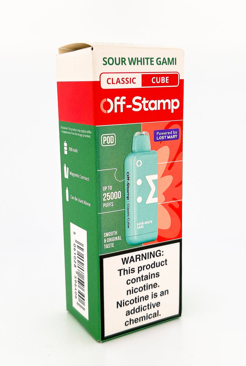 OFF STAMP X CUBE POD DISPOSABLE / SOUR WHITE GAMI / 50MG /18ML / 25K PUFFS
