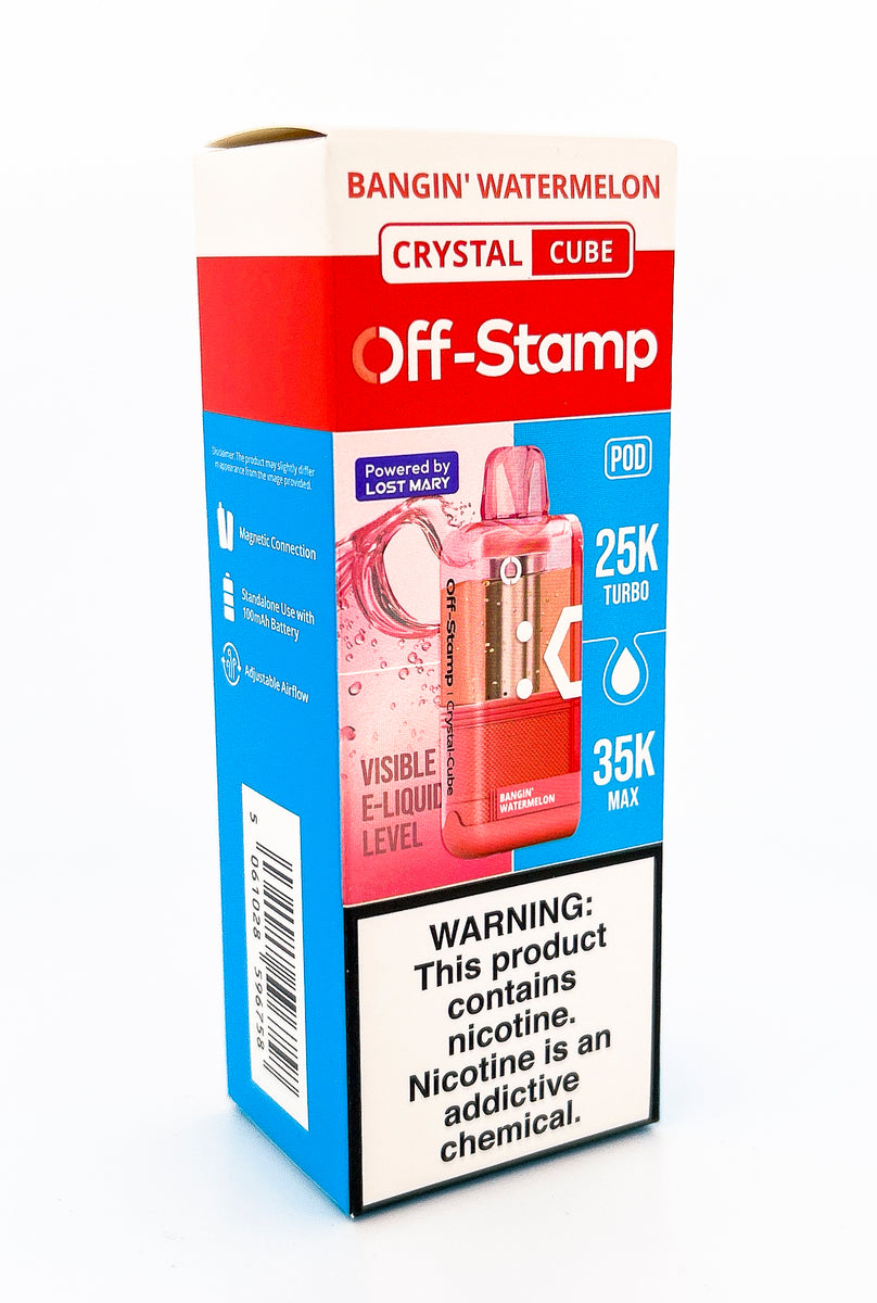OFF STAMP X CUBE CRYSTAL POD DISPOSABLE / BANGIN WATERMELON / 50MG /18ML / 25K PUFFS