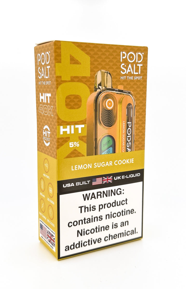 POD SALT HIT 40K DISPOSABLE / LEMON SUGAR COOKIE / 50MG / 18ML / 40K PUFFS