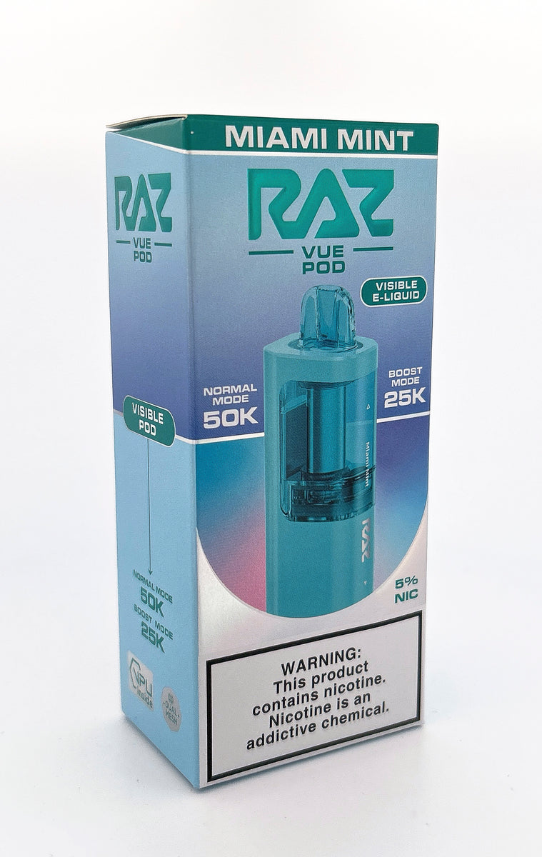 RAZ VUE 50K DISPOSABLE POD / MIAMI MINT / 50MG / 13ML / 50K PUFFS