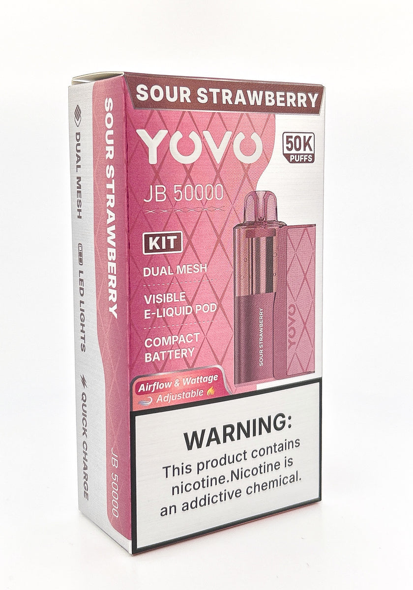 YOVO JB50000 DISPOSABLE KIT DISPOSABLE / SOUR STRAWBERRY / 50MG / 15ML / 50K PUFF