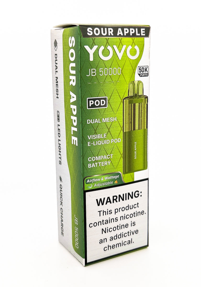 YOVO JB50000 POD DISPOSABLE / SOUR APPLE / 50MG / 15ML / 50K PUFF