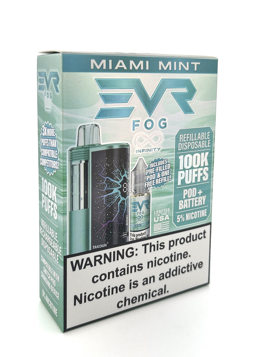 EVR FOG INFINITY DISPOSABLE KIT / MIAMI MINT / 50MG / 30ML / 100K PUFFS