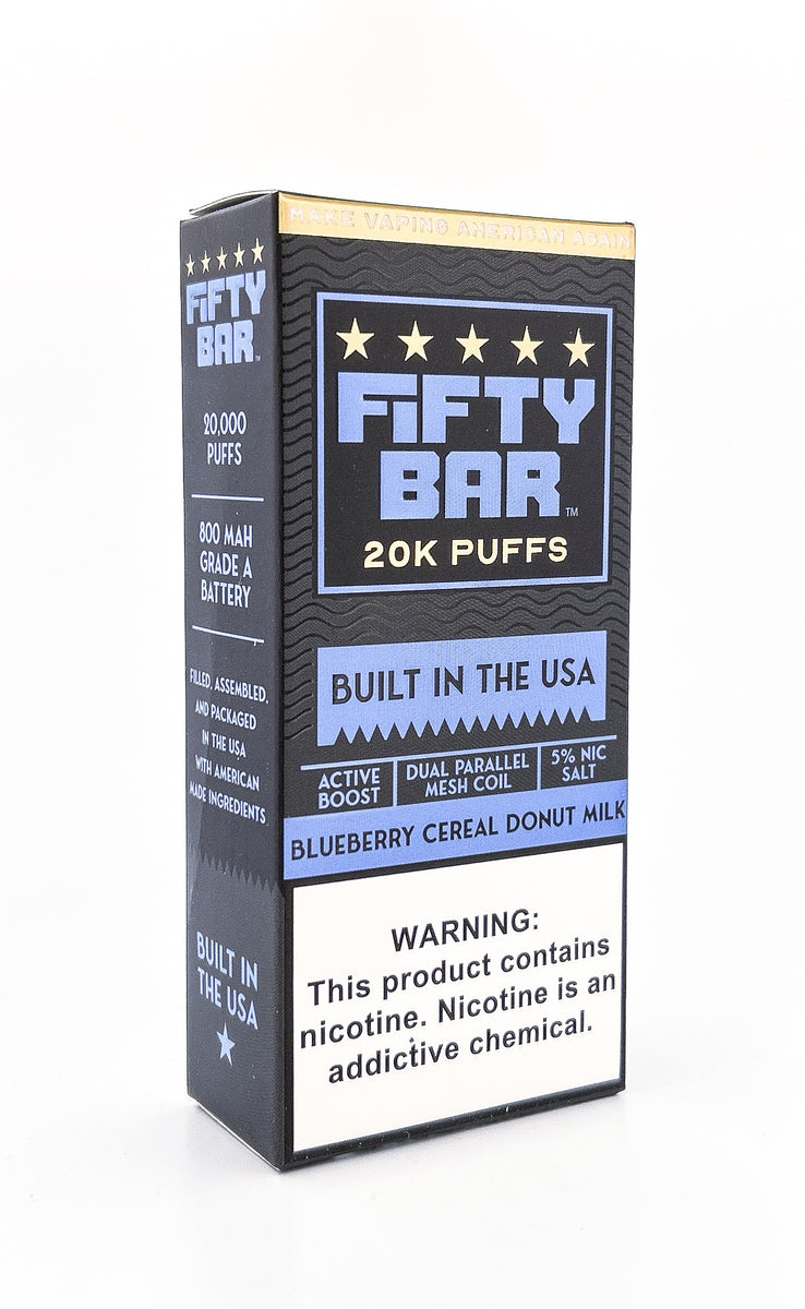 FIFTY BAR V2 DISPOSABLE / BLUEBERRY CEREAL DONUT MILK / 50MG / 16ML / 20K PUFFS