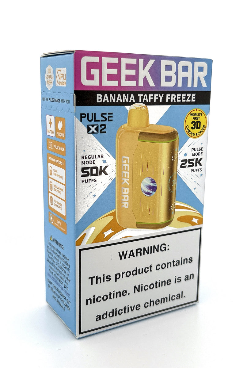 GEEK BAR PULSE X 2 DISPOSABLE / BANANA TAFFY FREEZE / 50MG / 18ML / 50K PUFFS