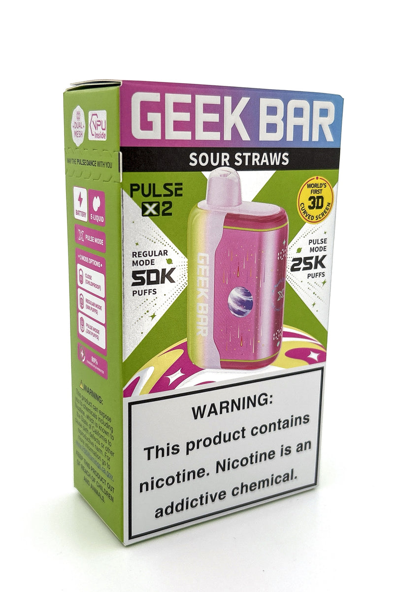 GEEK BAR PULSE X 2 DISPOSABLE / SOUR STRAWS / 50MG / 18ML / 50K PUFFS