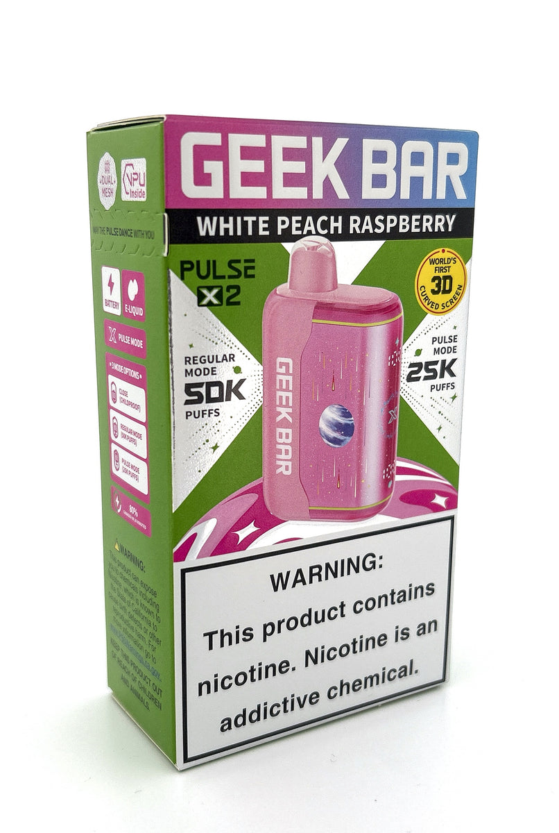 GEEK BAR PULSE X 2 DISPOSABLE / WHITE PEACH RASPBERRY / 50MG / 18ML / 50K PUFFS