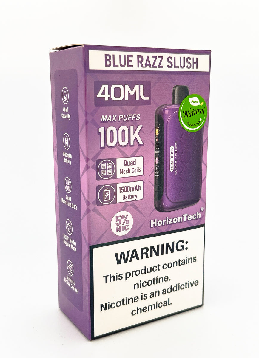 HORIZONTECH 100K DISPOSABLE / BLUE RAZZ SLUSH / 50MG / 40ML / 100K PUFFS