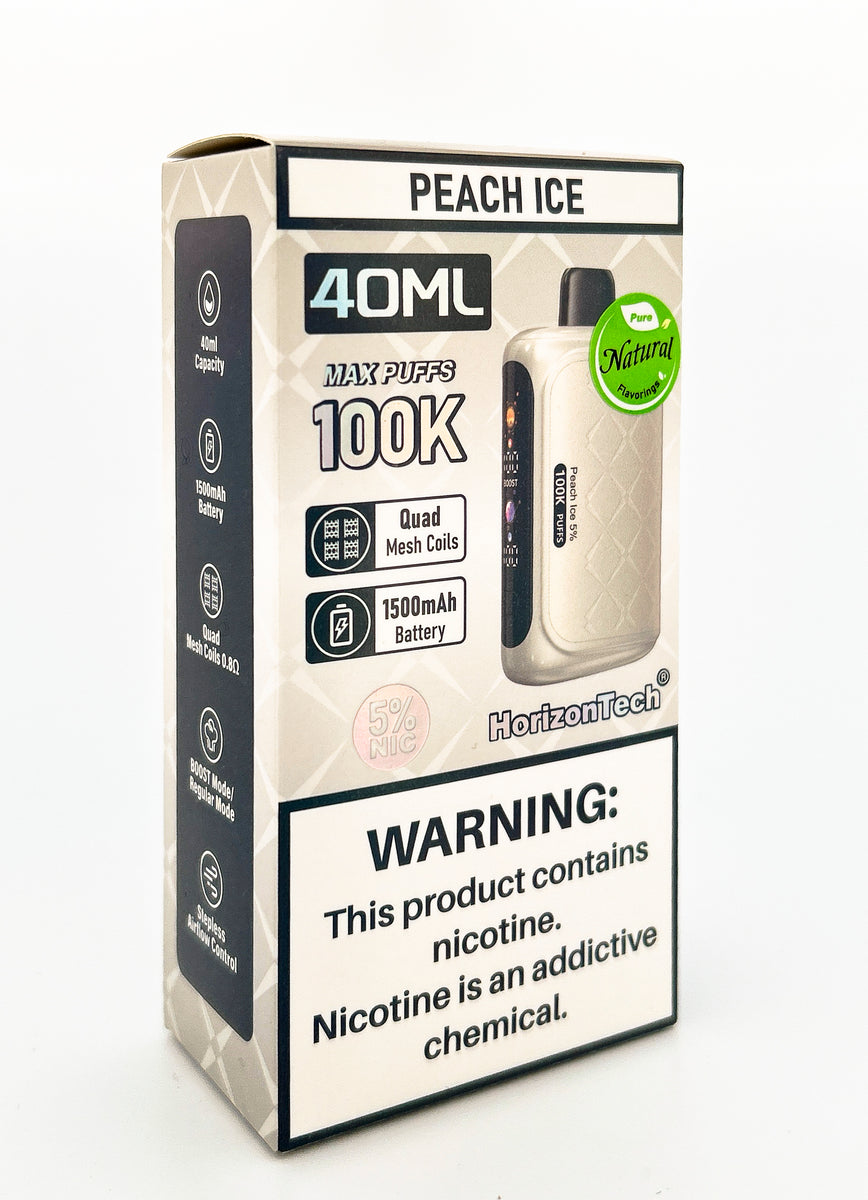 HORIZONTECH 100K DISPOSABLE / PEACH ICE / 50MG / 40ML / 100K PUFFS