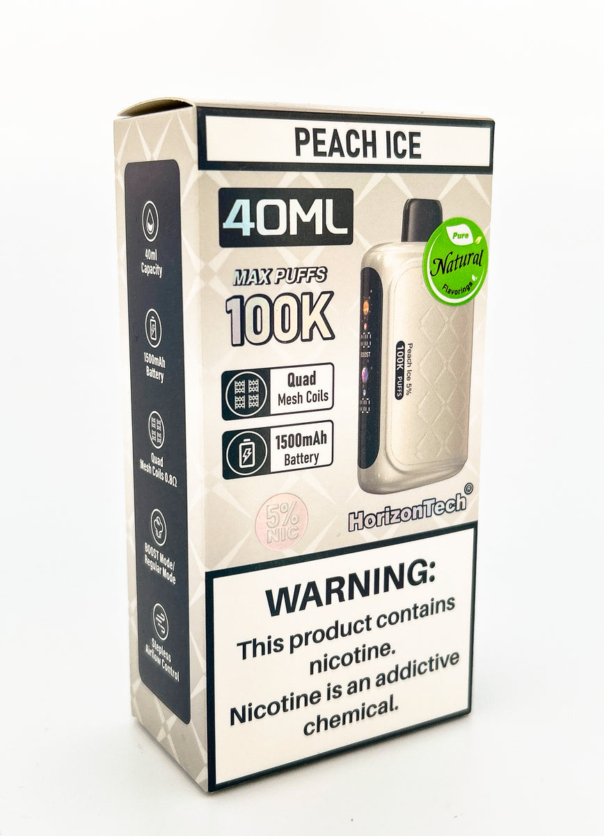 HORIZONTECH 100K DISPOSABLE / PEACH ICE / 50MG / 40ML / 100K PUFFS