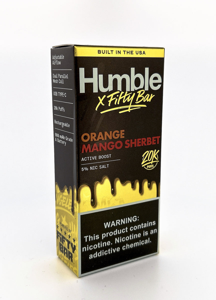 HUMBLE FIFTY BAR DISPOSABLE / ORANGE MANGO SHERBET / 50MG / 16ML / 20K PUFFS