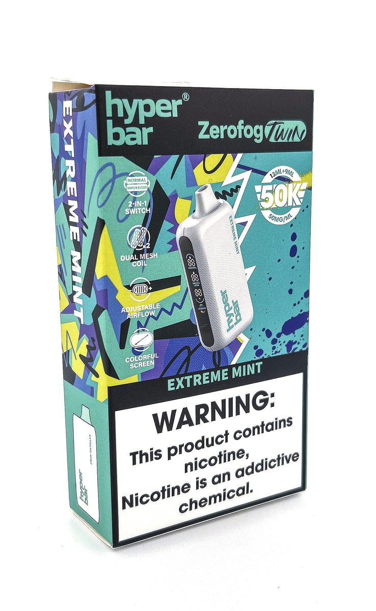 HYPERBAR ZERO FOG DISPOSABLE / EXTREME MINT / 50MG / 22ML / 50K PUFFS