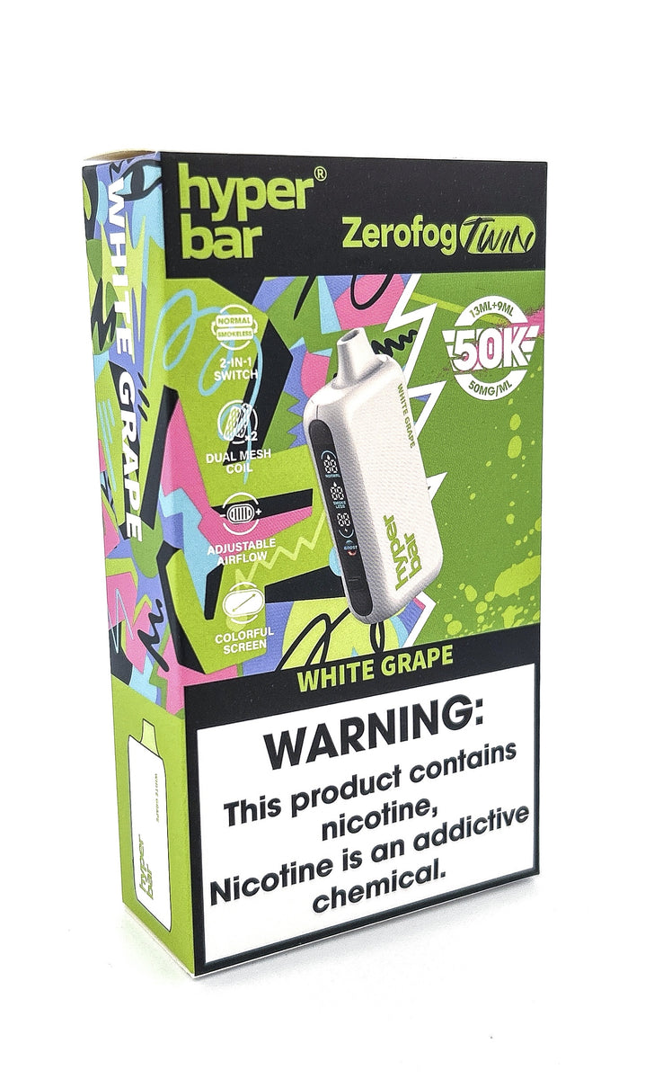HYPERBAR ZERO FOG DISPOSABLE / WHITE GRAPE / 50MG / 22ML / 50K PUFFS