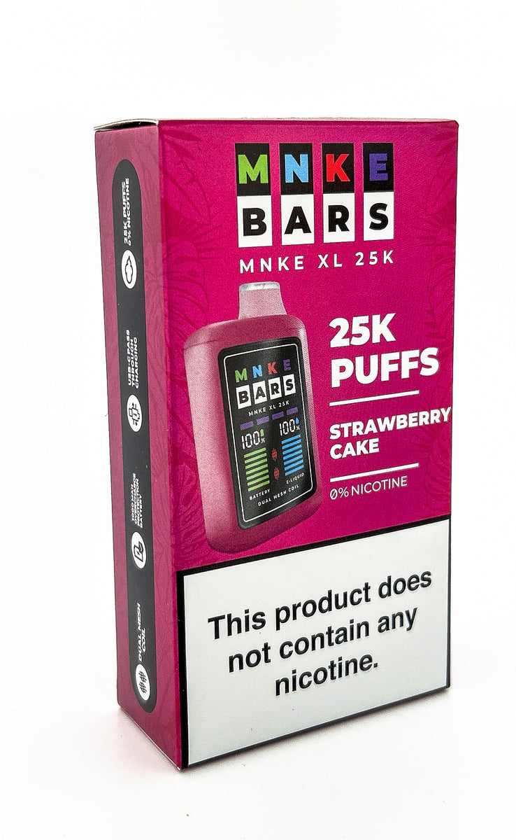 MNKE BARS XL ZERO DISPOSABLE / STRAWBERRY CAKE / 0MG / 9ML / 25K PUFFS
