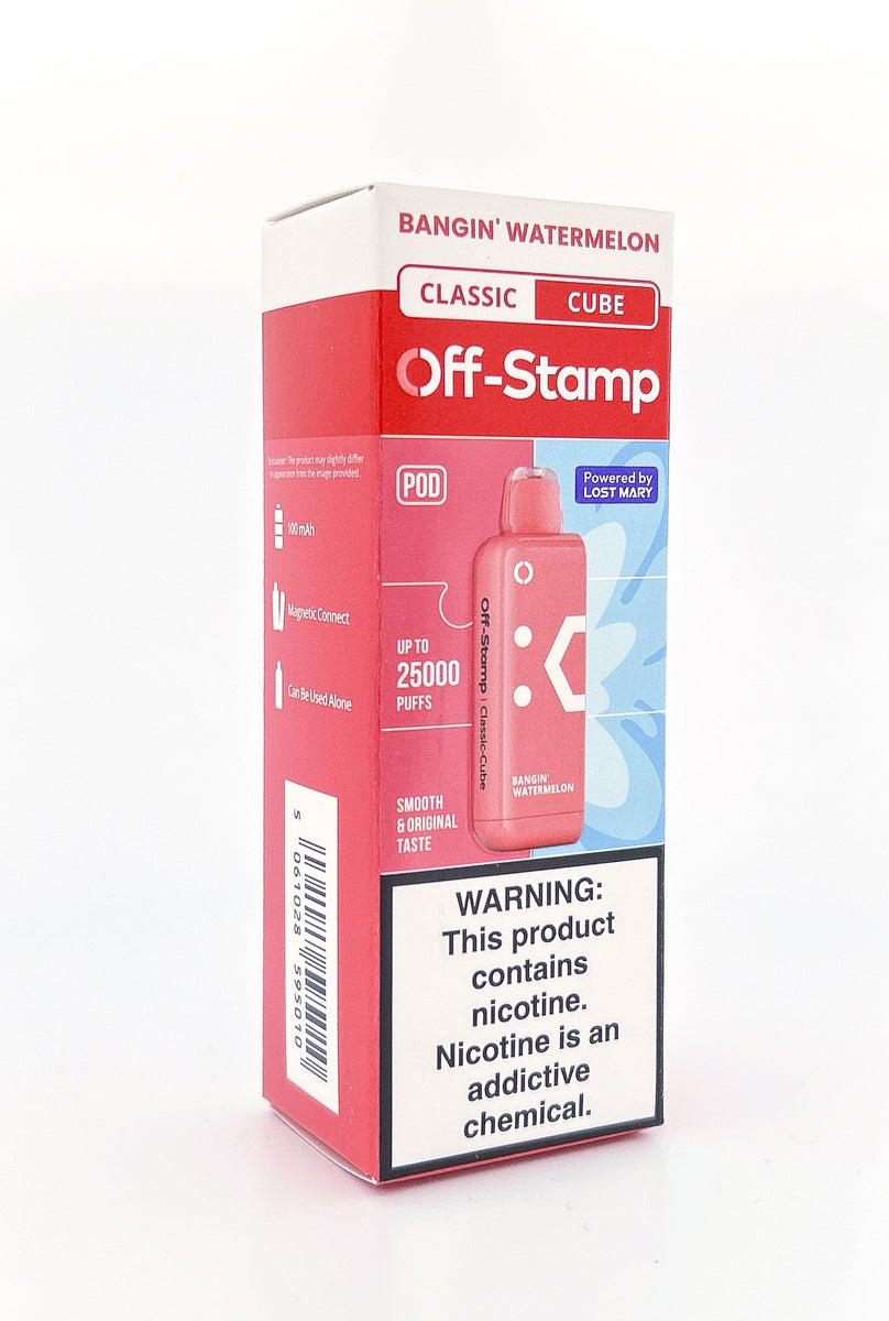 OFF STAMP X CUBE POD DISPOSABLE / BANGIN WATERMELON / 50MG / 18ML / 25K PUFFS