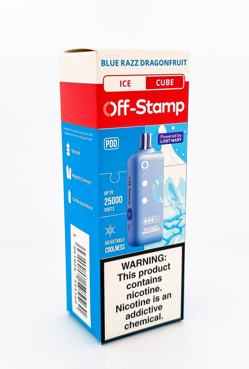 OFF STAMP X CUBE POD DISPOSABLE / BLUE RAZZ DRAGONFRUIT / 50MG / 18ML / 25K PUFFS