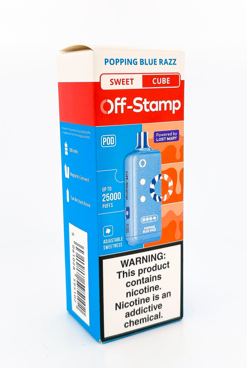 OFF STAMP X CUBE POD DISPOSABLE / POPPING BLUE RAZZ / 50MG / 18ML / 25K PUFFS