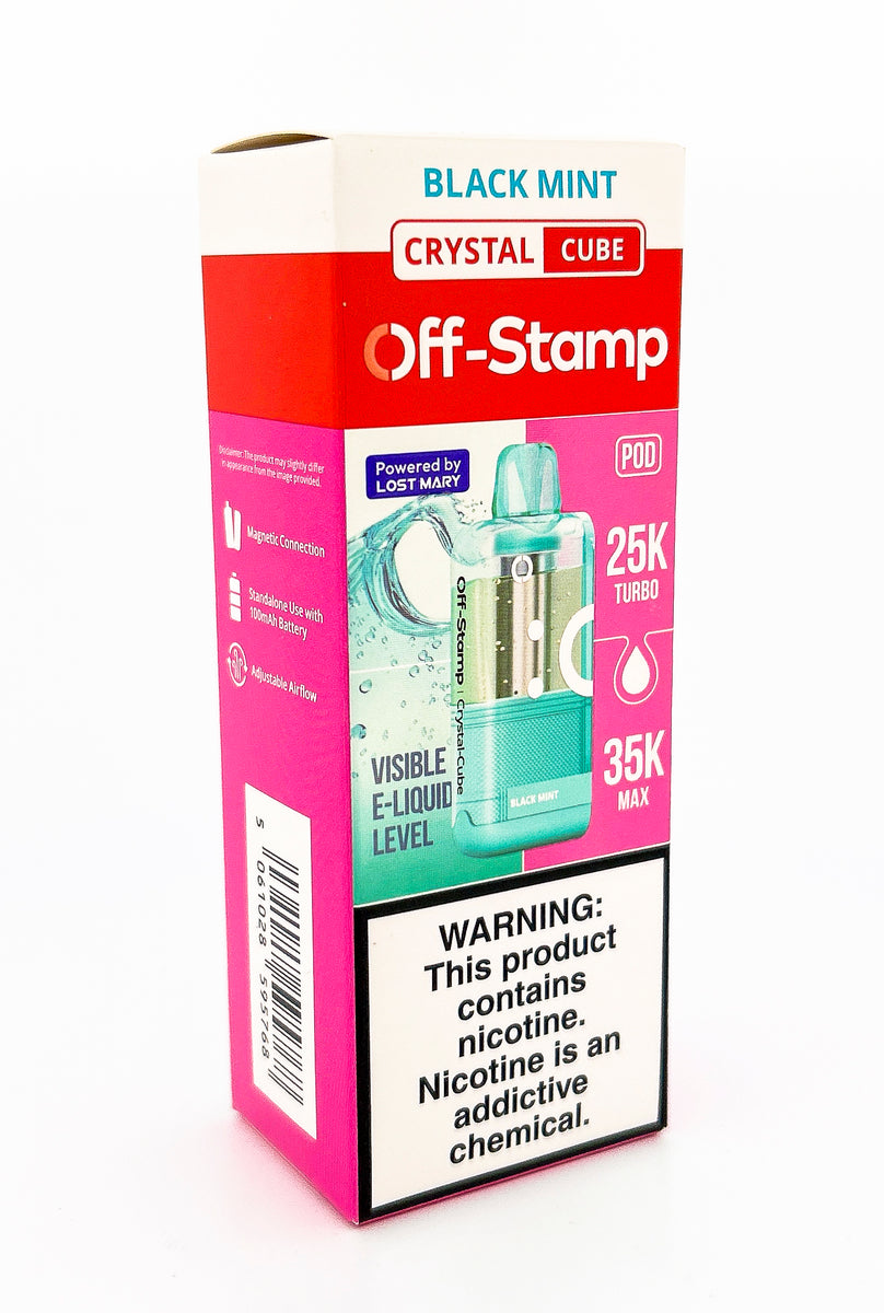 OFF STAMP X CUBE CRYSTAL POD DISPOSABLE / BLACK MINT / 50MG / 18ML / 25K PUFFS