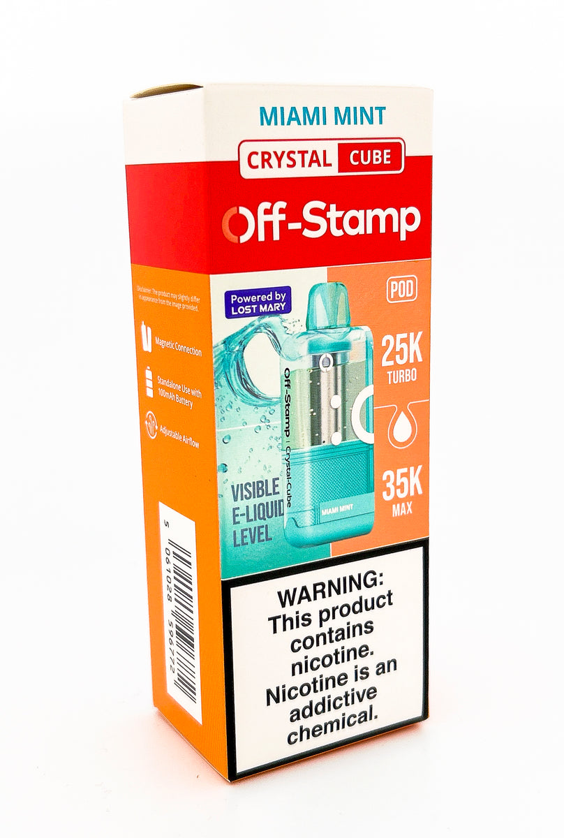 OFF STAMP X CUBE CRYSTAL POD DISPOSABLE / MIAMI MINT / 50MG / 18ML / 25K PUFFS