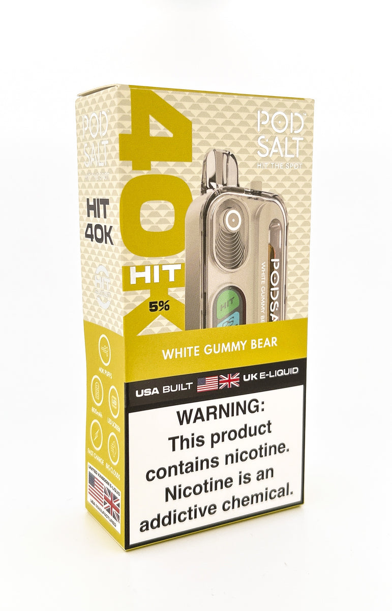 POD SALT HIT 40K DISPOSABLE / WHITE GUMMY BEAR / 50MG / 18ML / 40K PUFFS