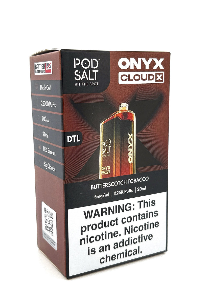 POD SALT ONYX CLOUD X DISPOSABLE / BUTTERSCOTCH TOBACCO / 5MG / 20ML / 25K PUFFS