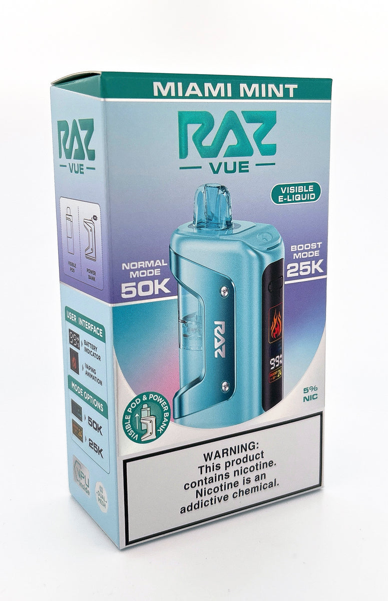 RAZ VUE 50K DISPOSABLE POD / MIAMI MINT / 50MG / 13ML / 50K PUFFS
