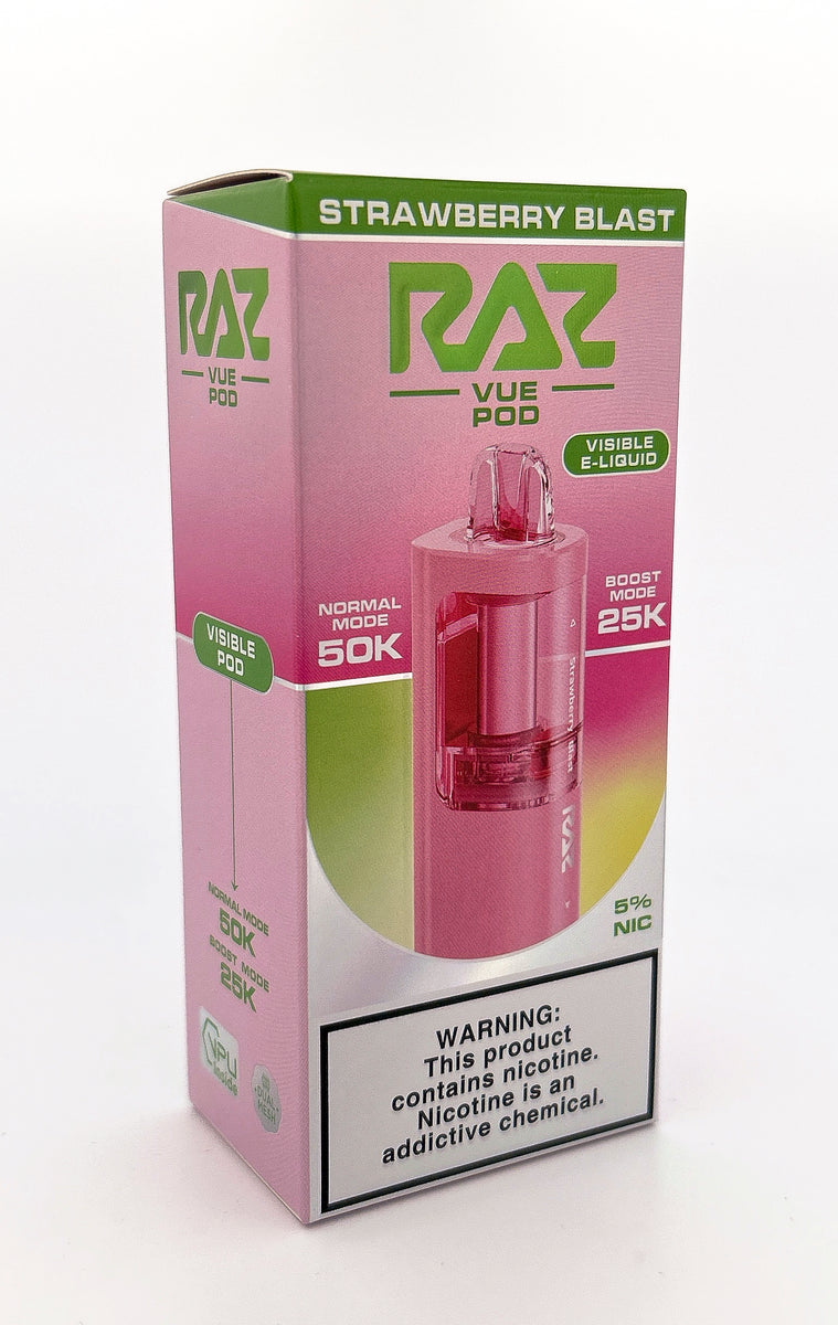 RAZ VUE 50K DISPOSABLE POD / STRAWBERRY BLAST / 50MG / 13ML / 50K PUFFS