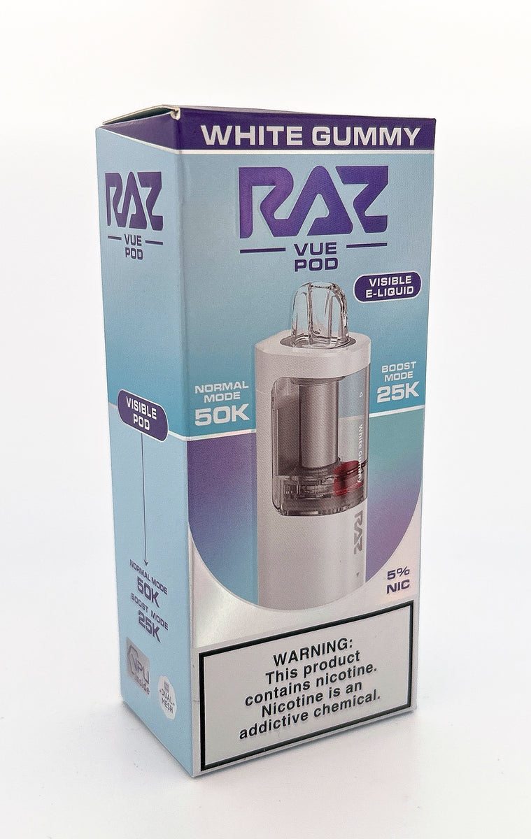 RAZ VUE 50K DISPOSABLE POD / WHITE GUMMY / 50MG / 13ML / 50K PUFFS