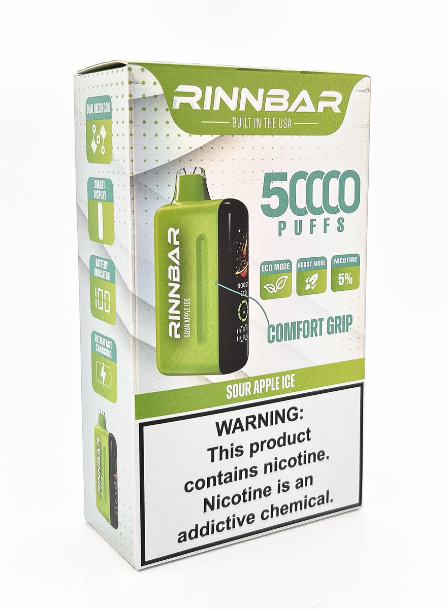 RINNBAR DISPOSABLE / SOUR APPLE ICE / 50MG / 22ML / 50K PUFFS